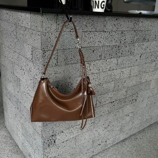 Cross-border Korean-style Niche Design Tote Bag, Top Layer Genuine Leather, Large Capacity, New Fashion Women's Shoulder Bag