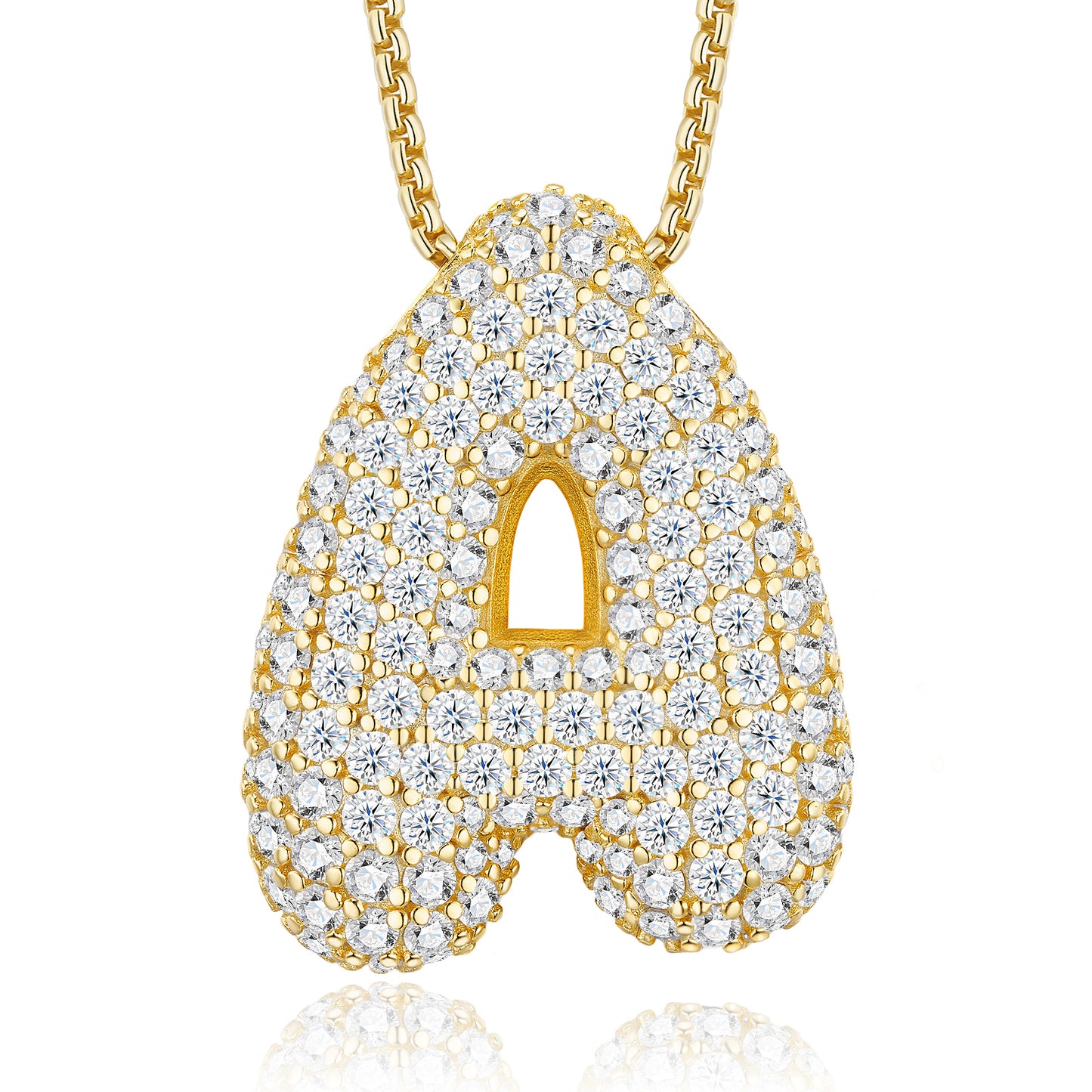 S925 Sterling Silver Gold Plated Initial Necklace For Women  D Color VVS1 Moissanite Bubble Letter Pendant With GRA Certificate Heavy Solid Personalized Birthday Gift Box Set A-Z