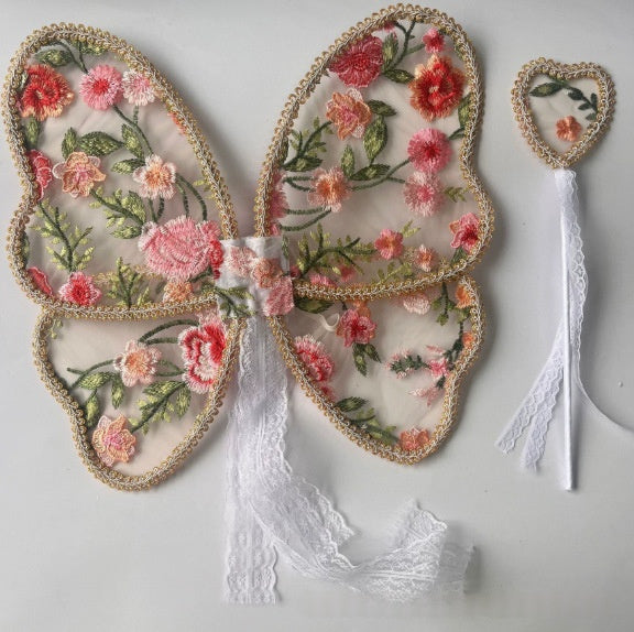 Angel Lace Wings And Fairy Wand Set Costume Accessories