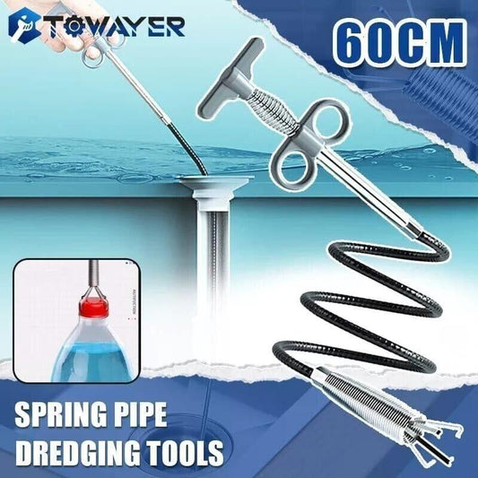Drain Cleaner Spring Pipe Sticks Clog Remover Sewer Dredging Kitchen Sink Tools--160cm