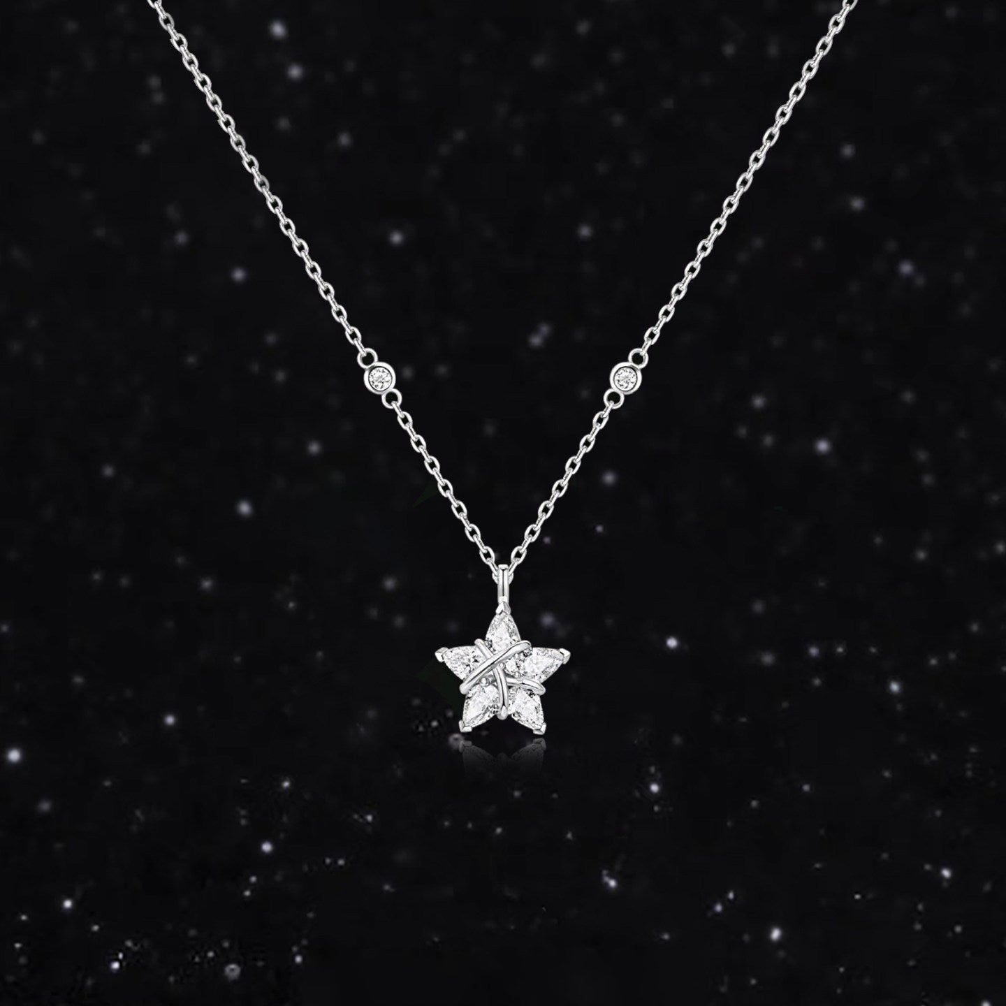 1pc 999 Sterling Silver Diamond Star Pendant Necklace, Delicate Luxurious Style, Perfect For Daily Wear & Valentine's Gifts