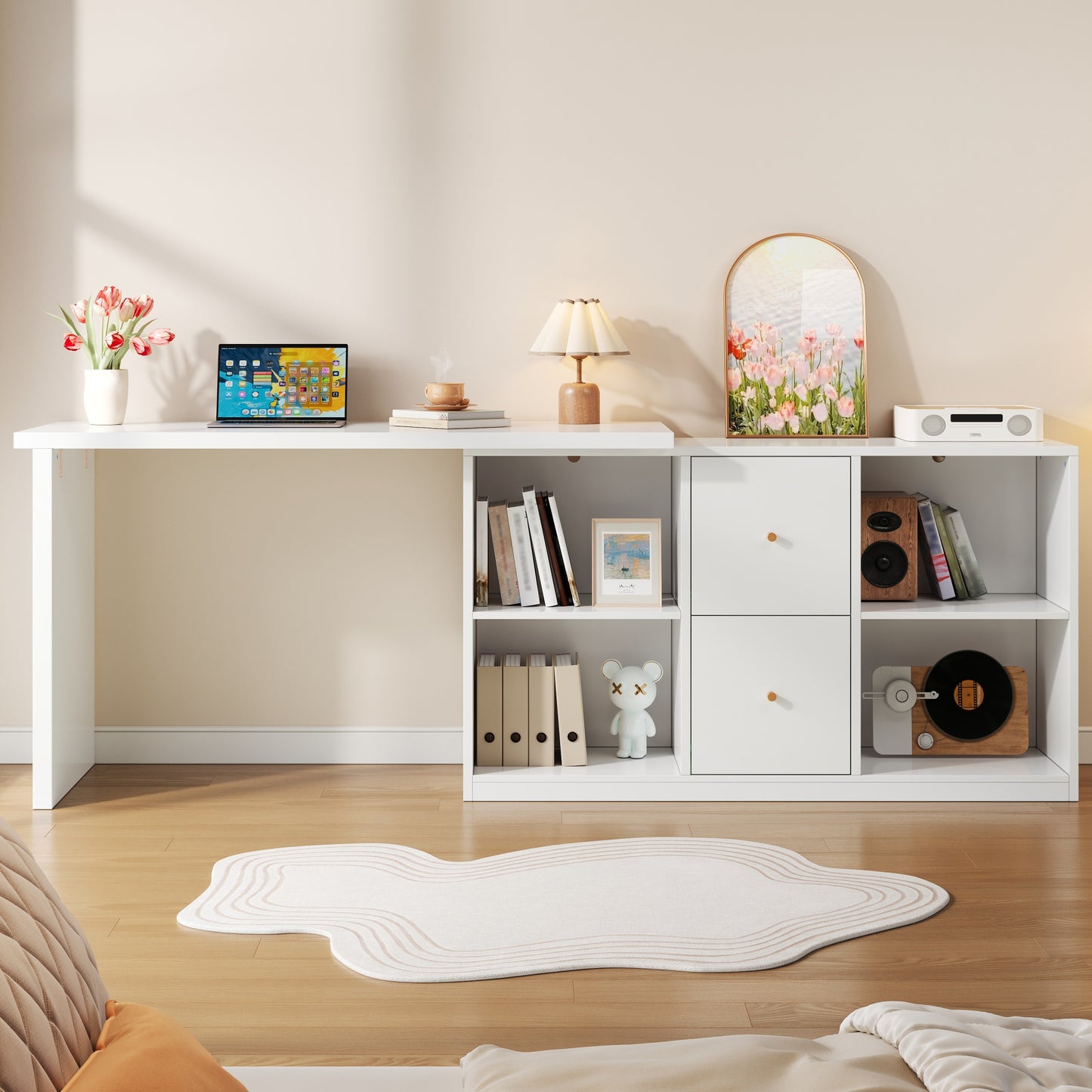 Modern L-shaped Corner Desk 120X50X78 130X35 Cm  Can Be Mounted On Both Sides  Left Right , Reinforced Table Top And Legs, With 2 Drawers And Open Storage Compartments- Corner Desk, Desk