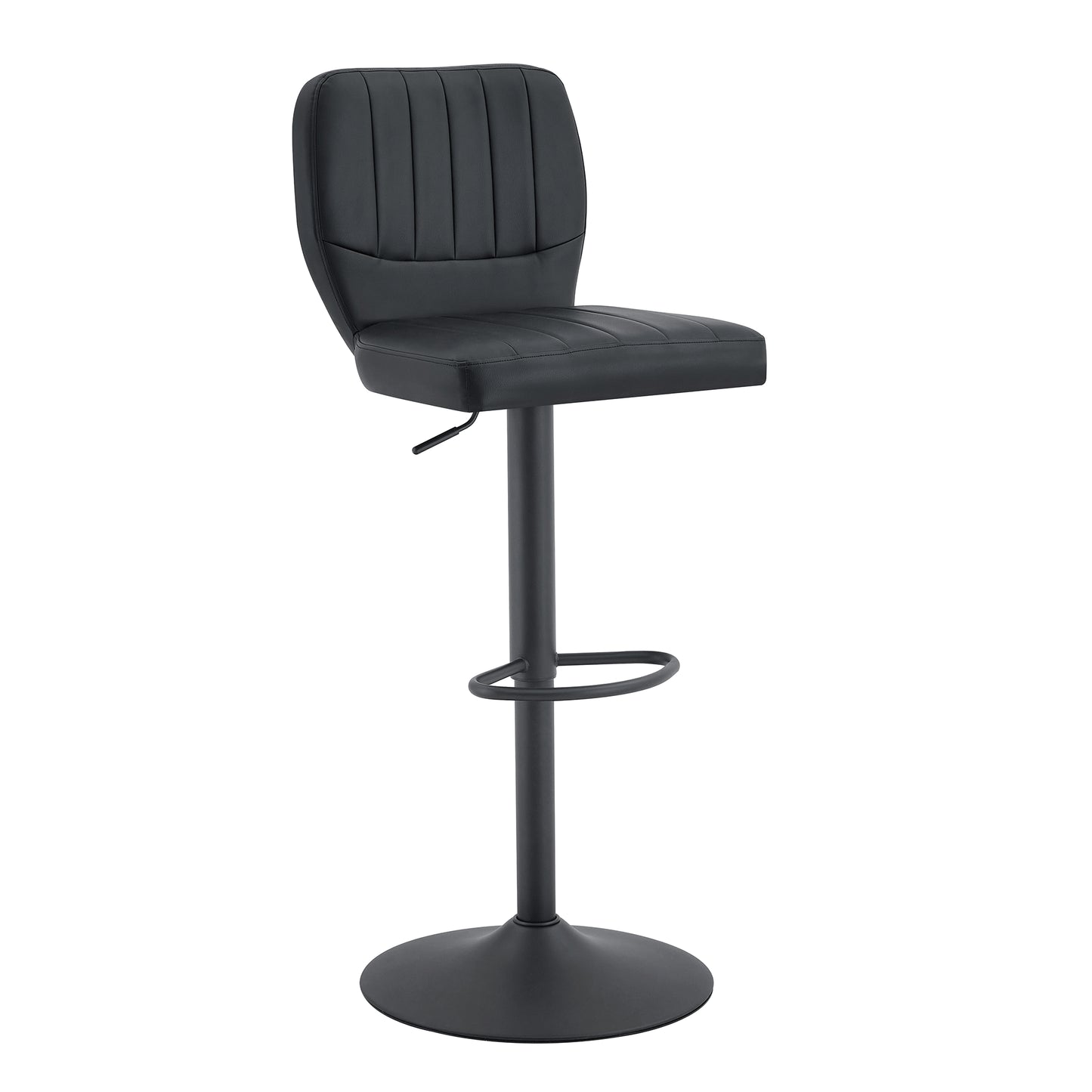 Bar Stool Height Adjustable 62-83cm, 360 Swivel Bar Stool With Backrest & Footrest, Ergonomic Kitchen Stool Made Of  Leather, Loadable Up To 136kg, Black