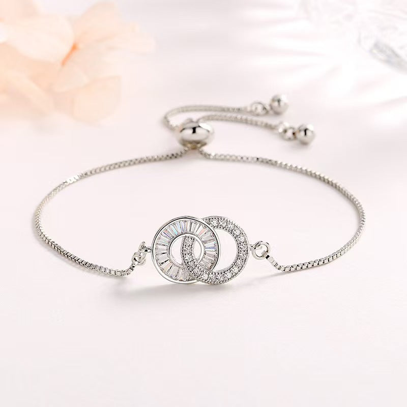 Fashion Copper Diamond Circle Bracelet For Women