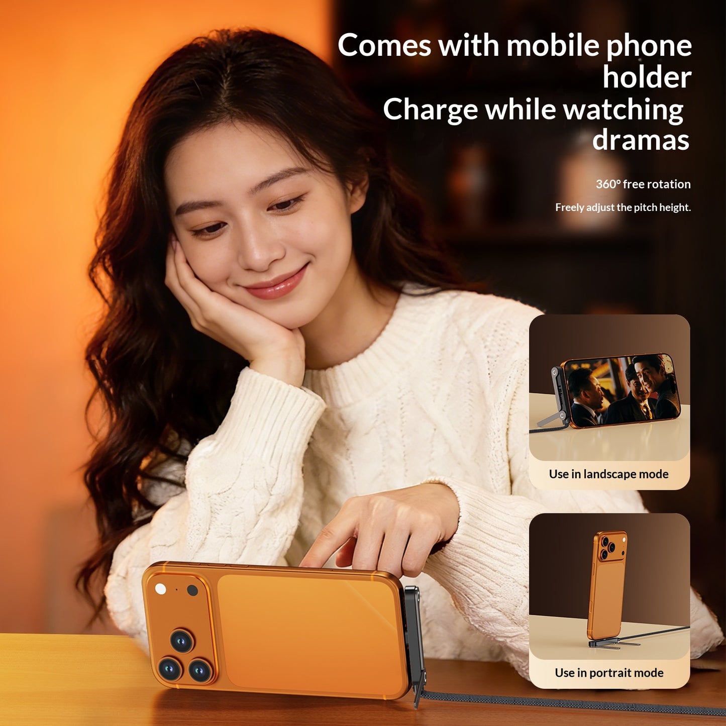 240W Foldable Stand Elbow Braided Charging Cable