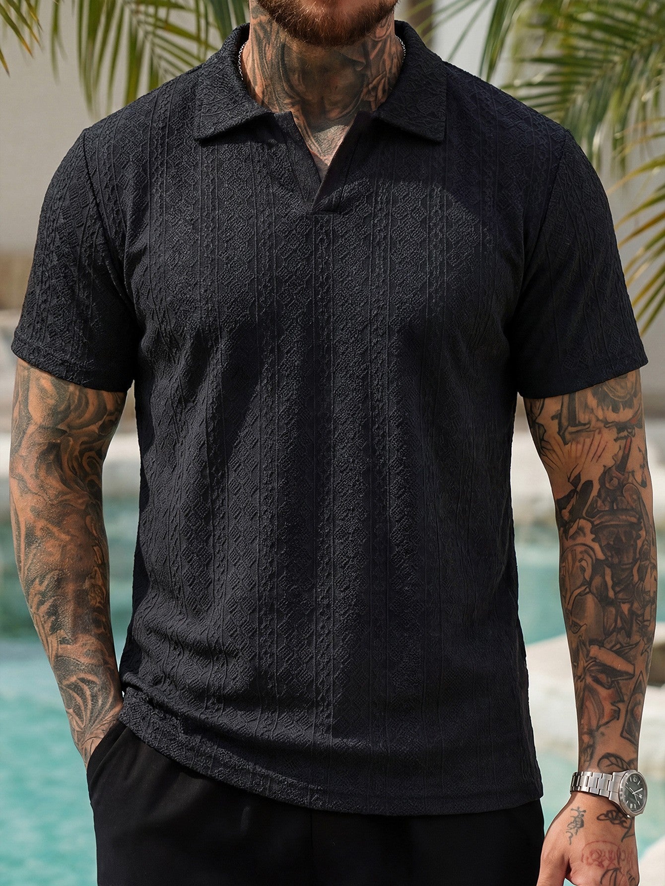 Summer New Arrival Mens Jacquard Polo Shirt