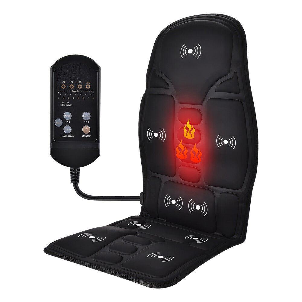 Massage Cushion Full Back Car Home Chair Seat Pad Mat 8 Modes Neck Heat Massager