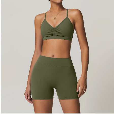 Beauty Back Yoga Clothes Suit Cargo Pocket Sports Suit High Waist Hip Lift Workout Clothes