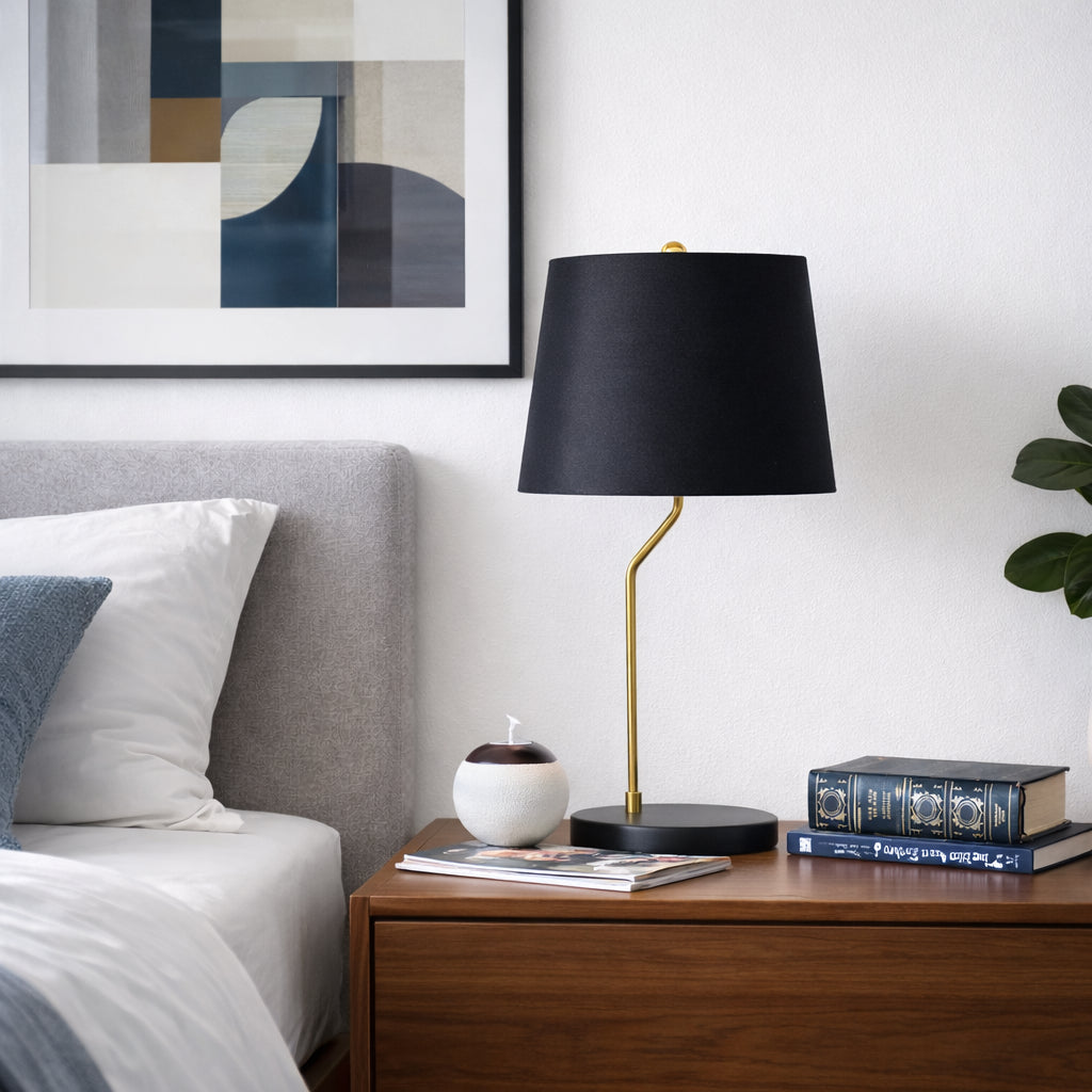New Design Small Modern Stylish Desk Lamp In Stock In The United States, Easy To Install, Used For Bedside Table Lamp, Lustrous Table Lamp - Black Outer And Gold Inner 110-120V