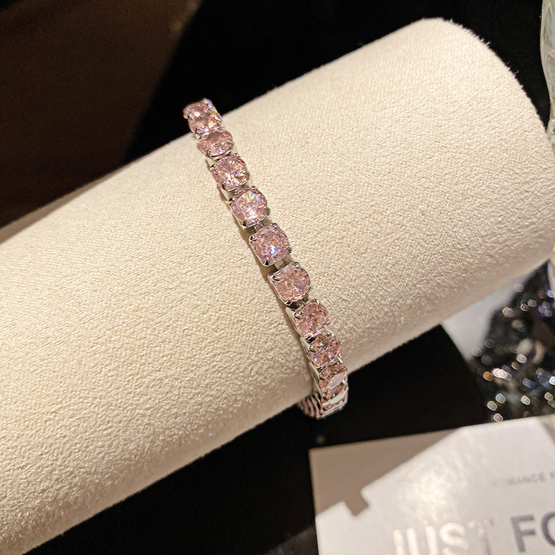 French Floral Clasp Cubic Zirconia Bracelet Dainty Elegant Bangle Exquisite Flower Buckle Wrist Fashion Jewelry