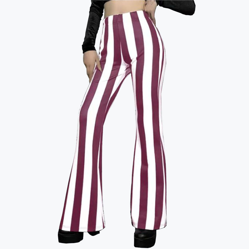 Sports Yoga Pants Striped Stretch High Waist Horn