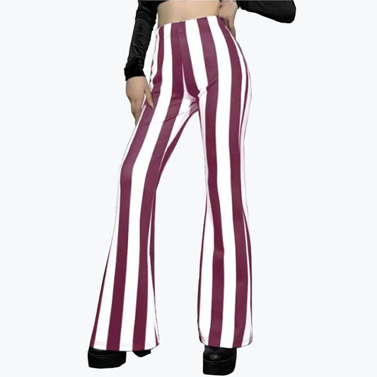 Sports Yoga Pants Striped Stretch High Waist Horn