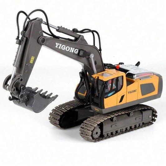 11 Channel Alloy RC Excavator Toy With 2.4GHz, Simulated Digging, 680 Rotation, Lights And Sounds Construction Vehicle Gift For Kids Ages 6