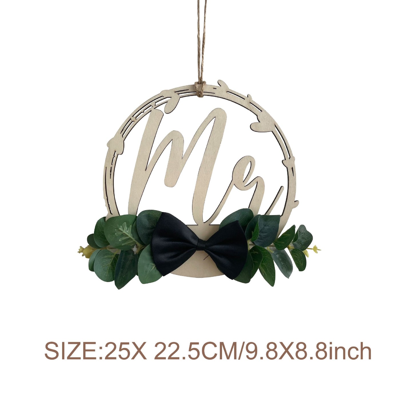 Mr And Mrs Wedding Chair Signs, Rustic Wooden Eucalyptus Chair Hanging Decor With Bowknot, Boho Bride Groom Chair Markers For Wedding Ceremony Reception Backdrop Decoration