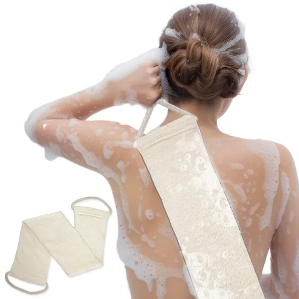 Premium Bamboo Fiber Exfoliating Body Scrubber Towel - Deep Clean & Gentle Exfoliation For Smooth Skin-Beige