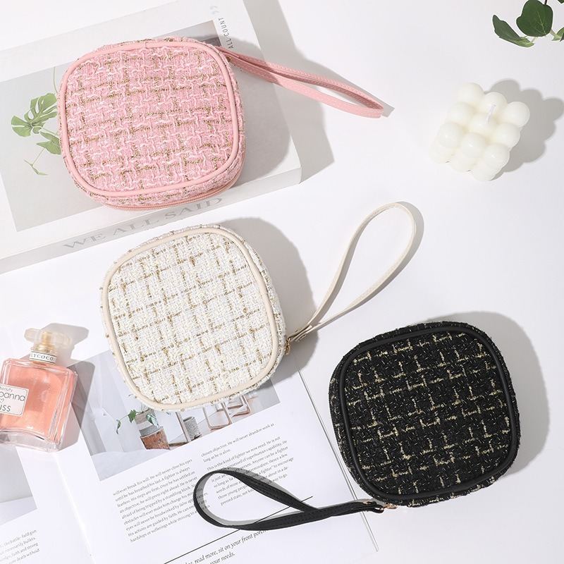Chanel-style Makeup Bag With Handle Waterproof Storage Travel Organizer