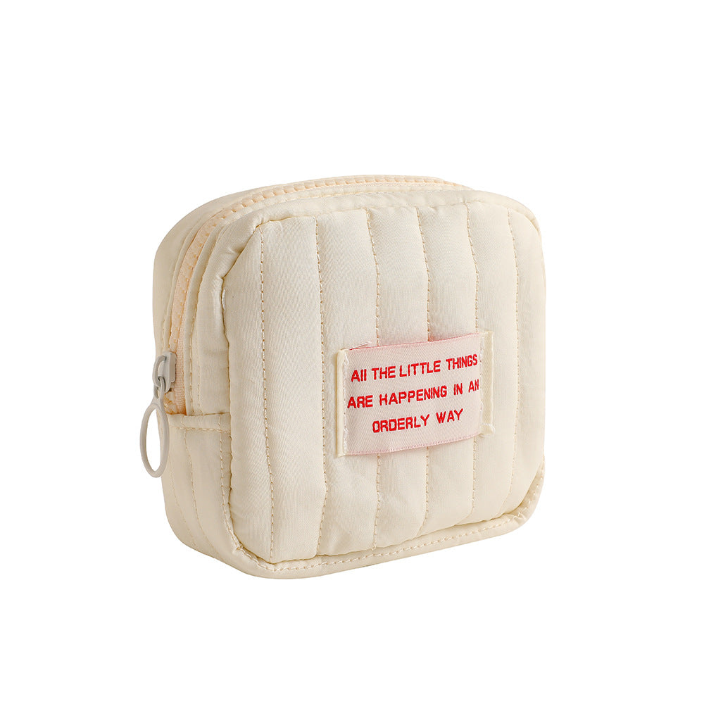 Korean-style Minimalist Square Small Makeup Bag, Student Niche Earphone Coin Purse, Girl's Portable Lipstick Storage Bag
