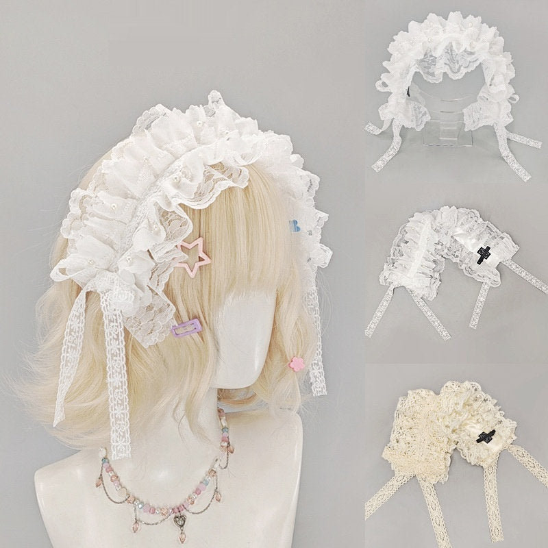 Y2K Lace Bow Headpiece Cosplay Maid Hair Accessory