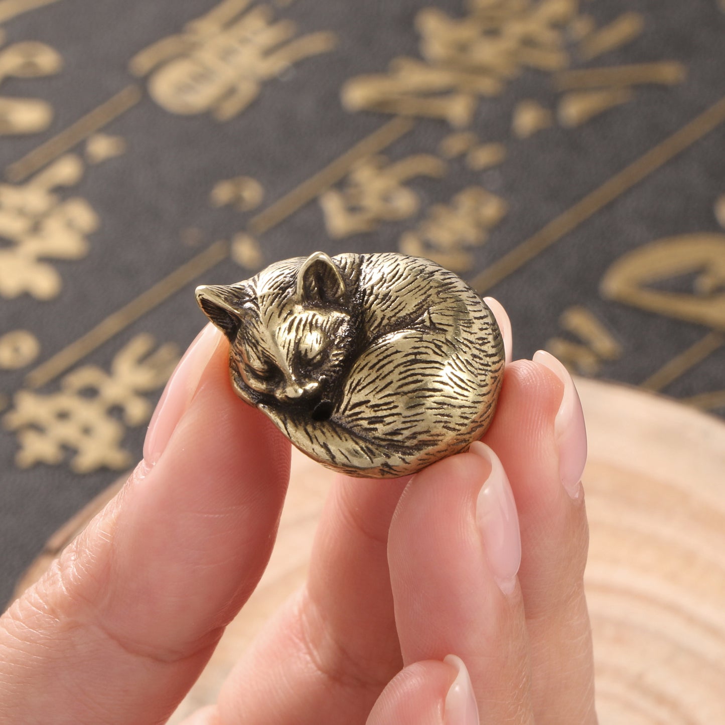 Solid Copper Sculpture Of A Cute Cat Tea Pet Ornament