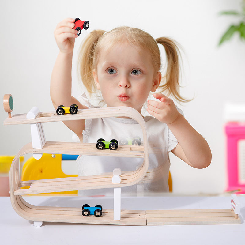 Children's Wooden Rapid Gliding Car Track Baby Car Educational Toys