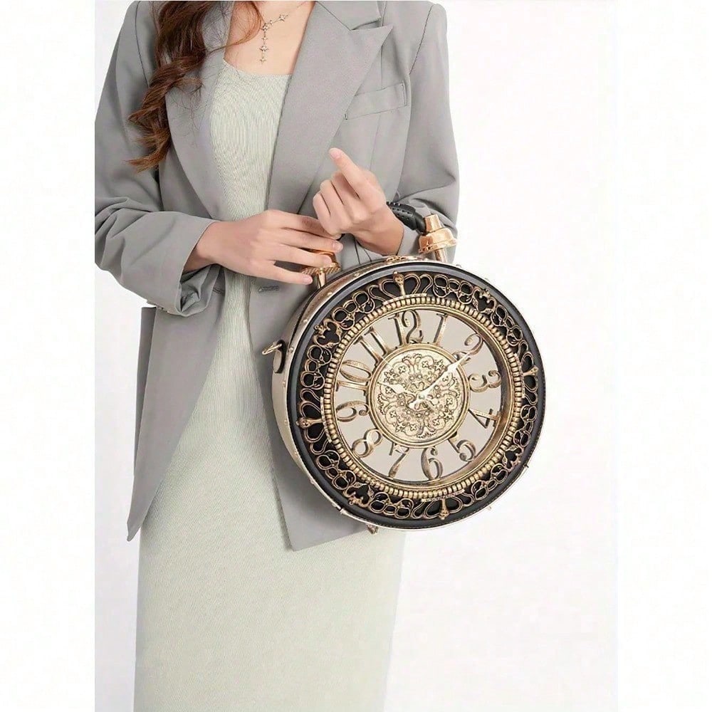 Retro Clock Shaped Crossbody Purse Handbags Women Shoulder Bag Vintage Steampunk Messenger Bags Designer Clock Purse,  Bags For Women, Summer, Tote Bags For Women, Valentine's Day Gifts, Romantic Gift