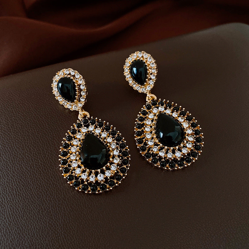 Artisan Vintage Zircon Stud Earrings Female Unique Design  Retro Fashion Jewelry