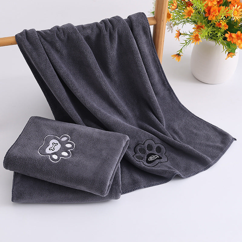 Microfiber Embroidered Large Bath Towel For Cats And Dogs
