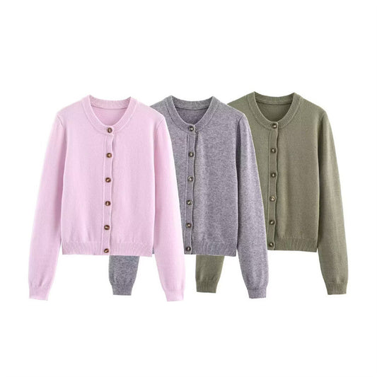 Womens Fashion Casual Loose-fit Single-breasted Long-sleeve