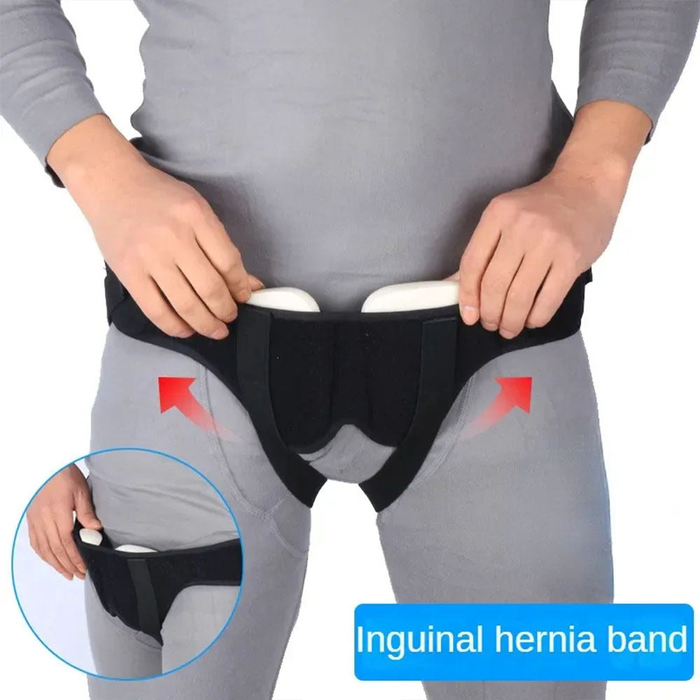 Intestinal Hernia Fixation Belt, Machine Washable Black PU Foam Pad Breathable Men Inguinal Hernia Tape For Body Care