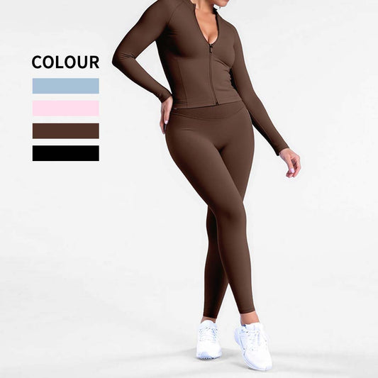 Slimming Long-Sleeve Yoga And Fitness Pants Set