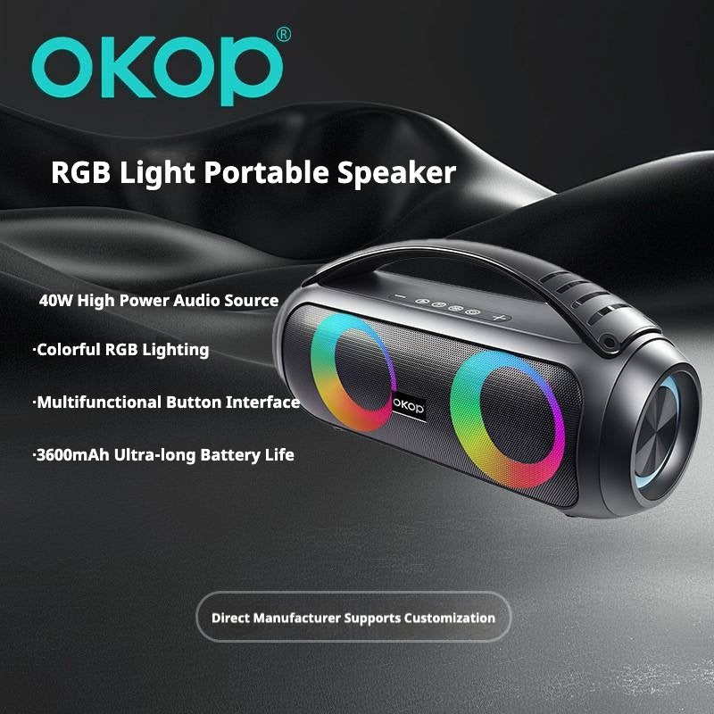 KP-552 Bluetooth Speaker With Portable Handle 40W High-power Outdoor Subwoofer Perfect For Square Dancing With Ultra-long Battery Life