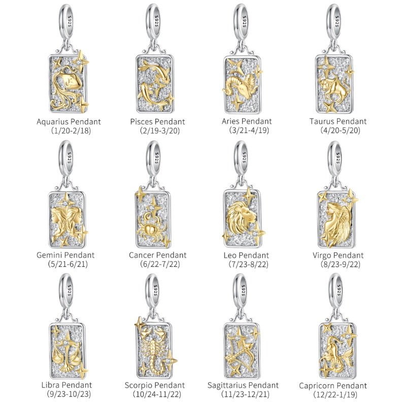 S925 Sterling Silver Twelve Constellation Pendant Ornaments Accessories