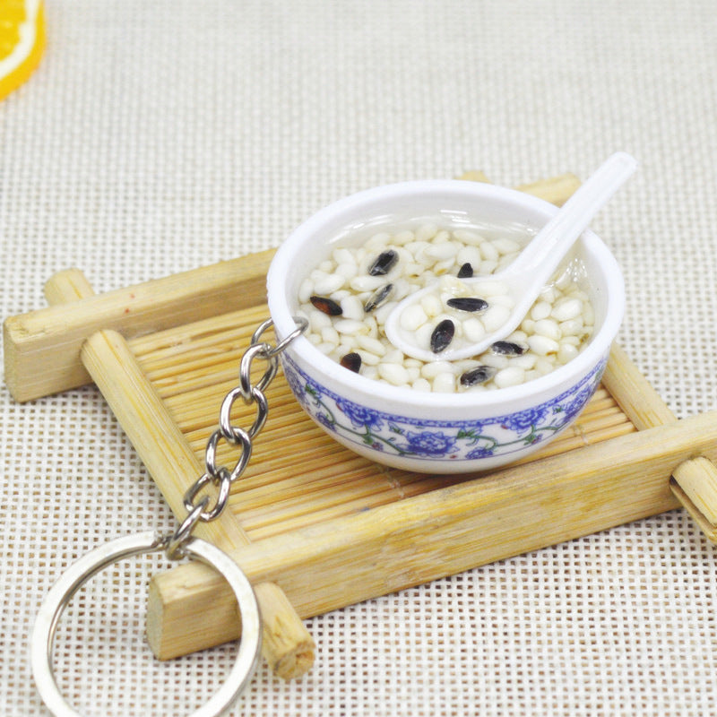 Artificial Food Pendant PVC Egg Noodle Keychain