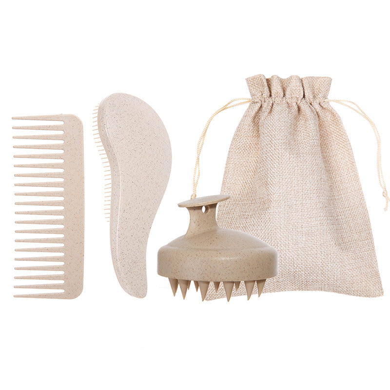 Wheat Straw Straight Hair Comb Five-Piece Styling Set