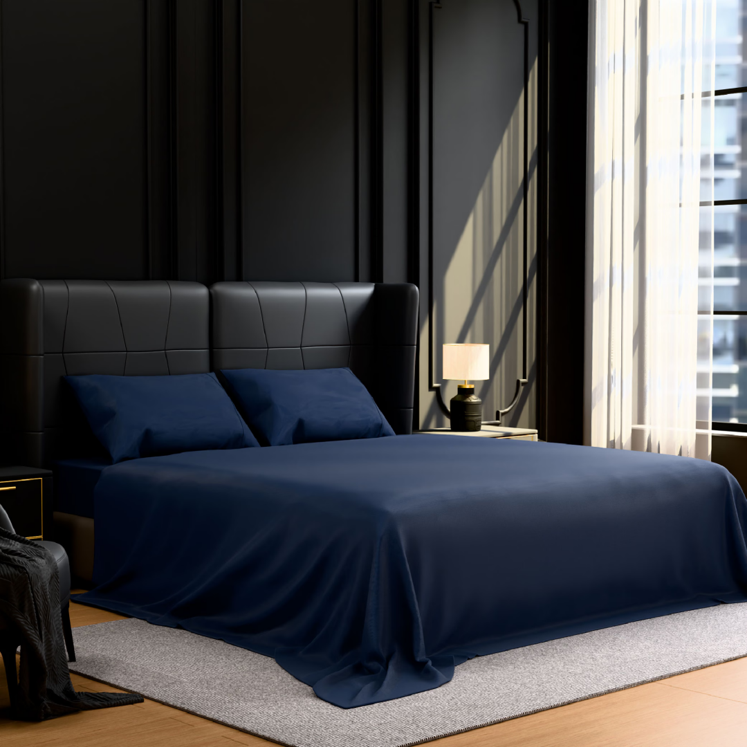 Bedding Full Bed Sheets Set  4 Piece Bedding - Brushed Microfiber  Shrinkage And Fade Resistant - Easy Care Full, Navy Blue