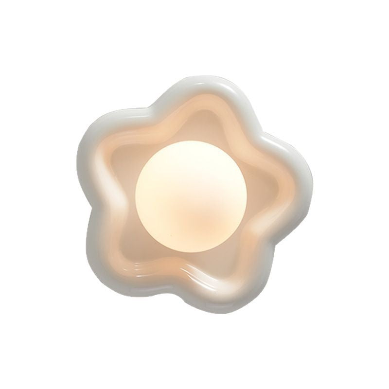 Wireless Charging Flower Design Warm Off-White Ceramic Wall Light