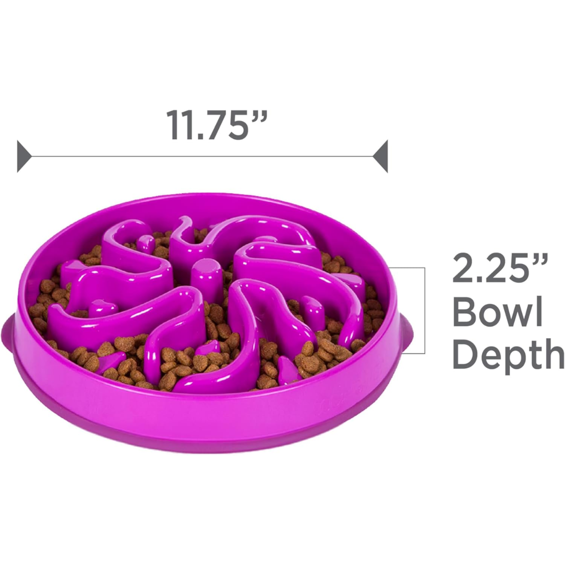 Hound Feeder Slo Bowl  Large 4 Cup Capacity, Slow Feeding, Medium To Large Dogs, Non Slip, Purple, Flower Pattern