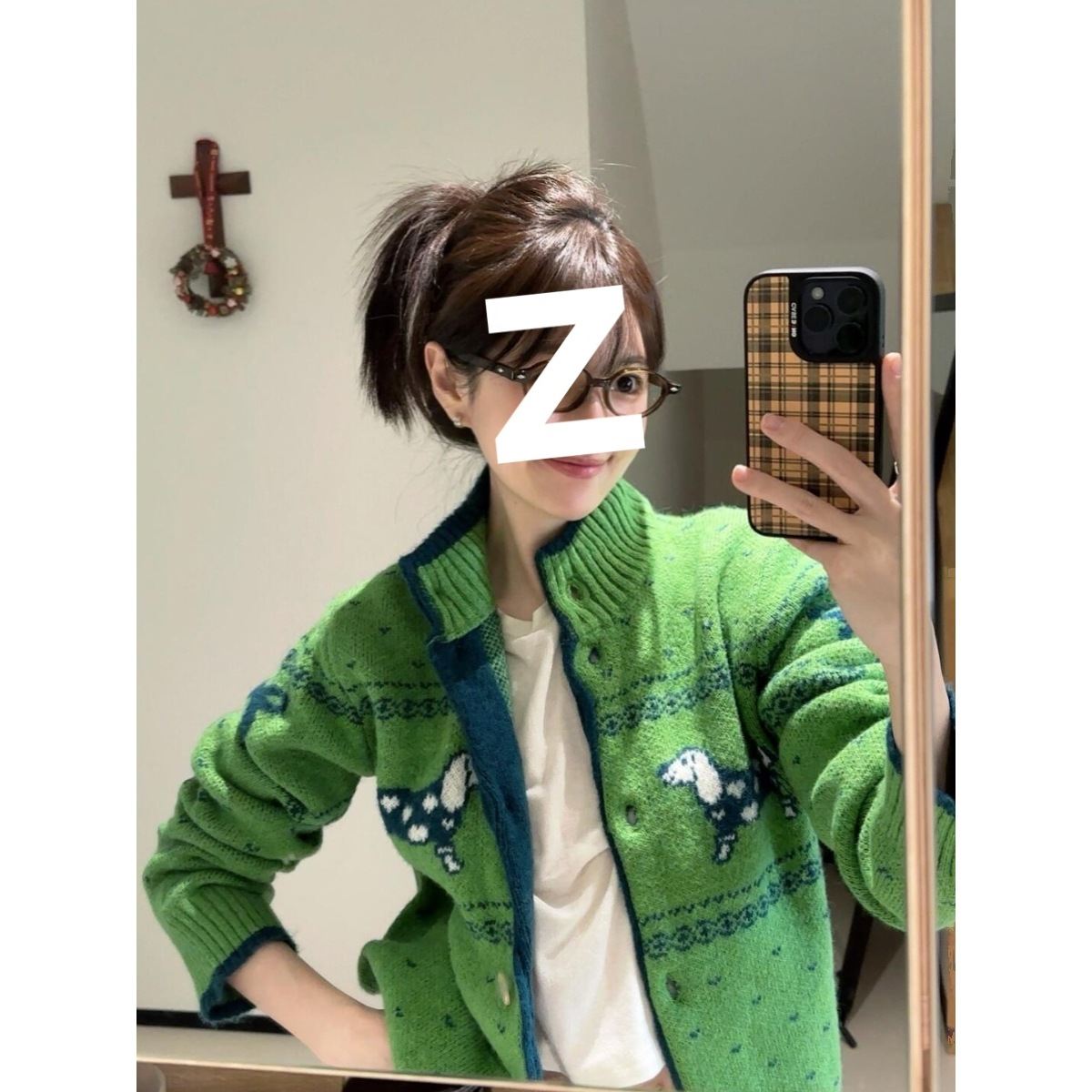 Retro Atmosphere Wear Korean Style Green Sweater