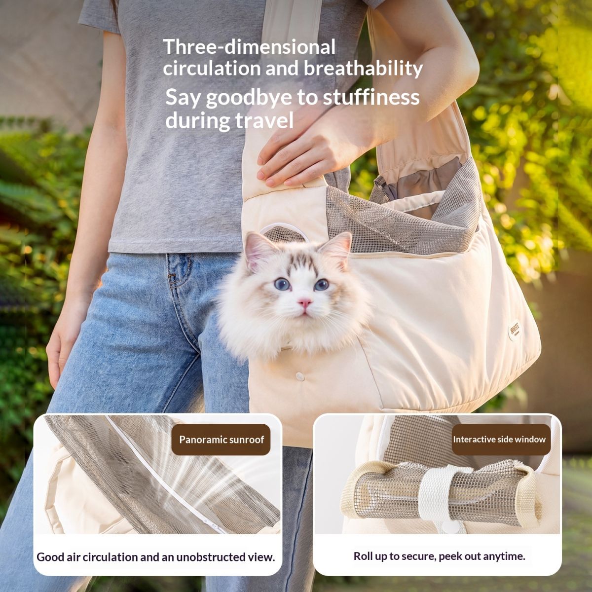 Breathable Crossbody Pet Carrier For Outdoor Use
