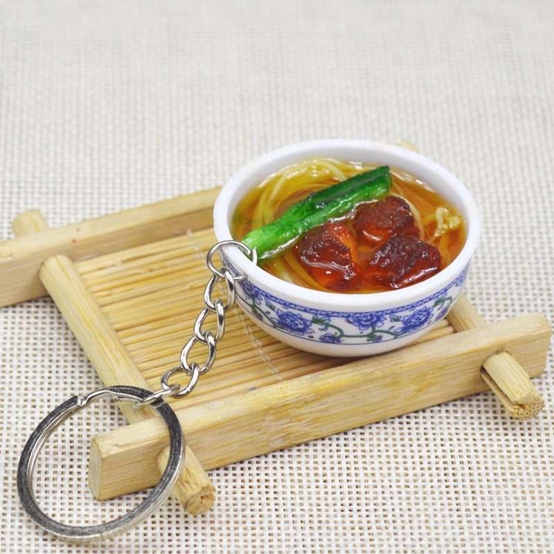 Artificial Food Pendant PVC Egg Noodle Keychain