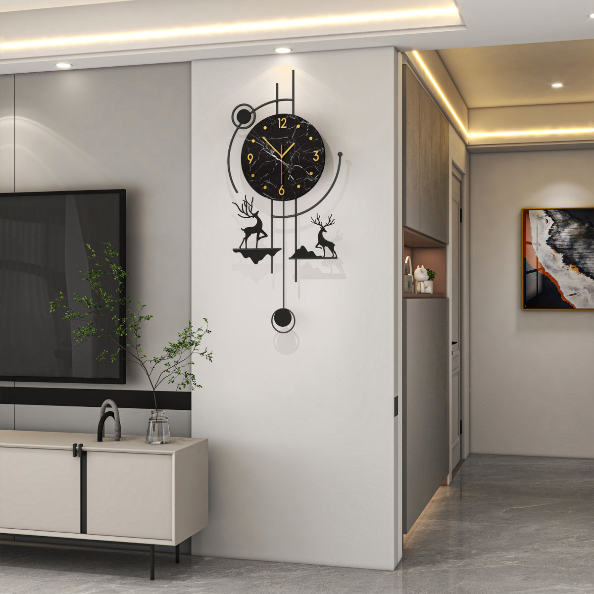 Modern Abstract Wall Clock Metal Decorative Pendulum Home Decor Design