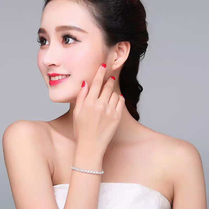 1pc 999 Sterling Silver Woven Phoenix Tail Chain Bracelet, Luxurious Style, Perfect For Daily Wear And Valentine's Gift