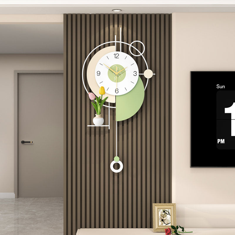 Modern Pastel Wall Clock Minimalist Pendulum Tulip Decorative Home Accent