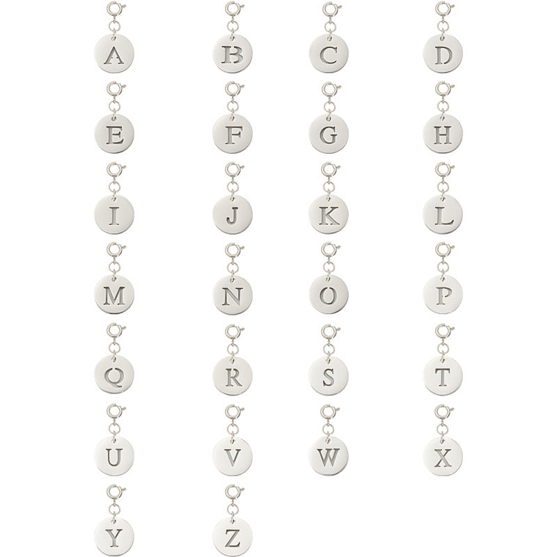 Titanium Steel Bracelet And Necklace Accessories 26-letter Charm Pendants Hand-polished In Gold