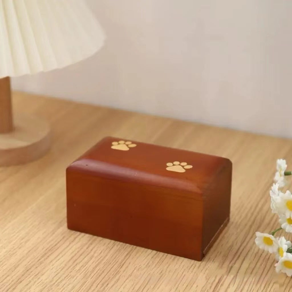 Pet Solid Wood Paw Print Cremation Urn