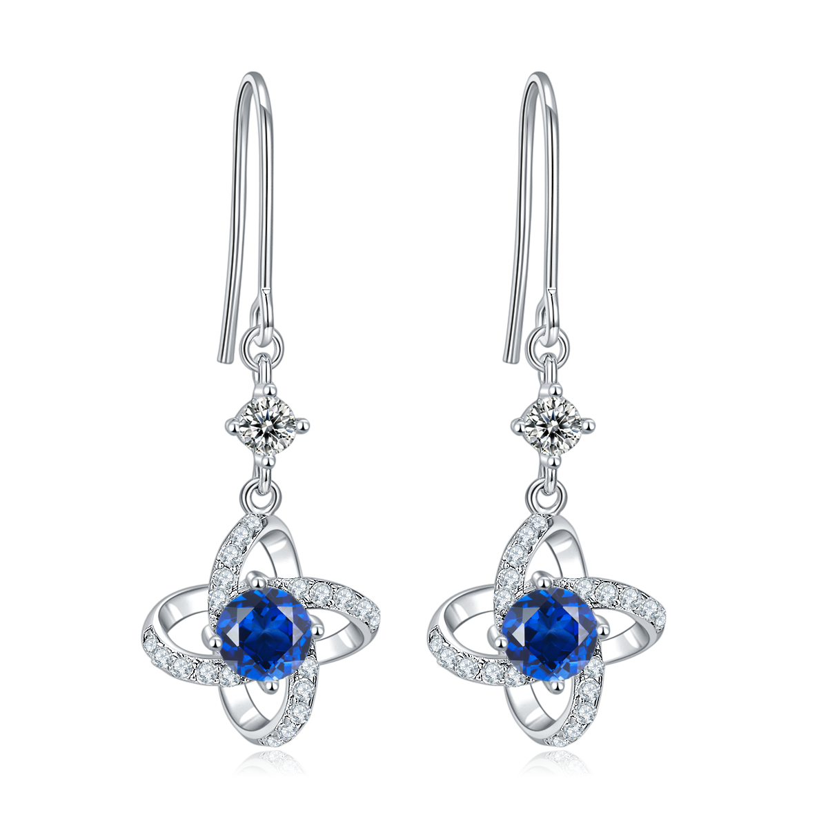 S925 Sterling Silver Clover Dangle Earrings, 0.5ct D-VVS1 Moissanite & Lab-Grown Gemstones, Platinum Plated Hook Earrings For Women With Gift Box