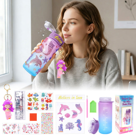 Mermaid Craft Kit With Drinking Cup & Keychain, 6 Sheets Of Stickers, Creative Gift Set For Adults, DIY Gift Idea For Birthday Party Decorations