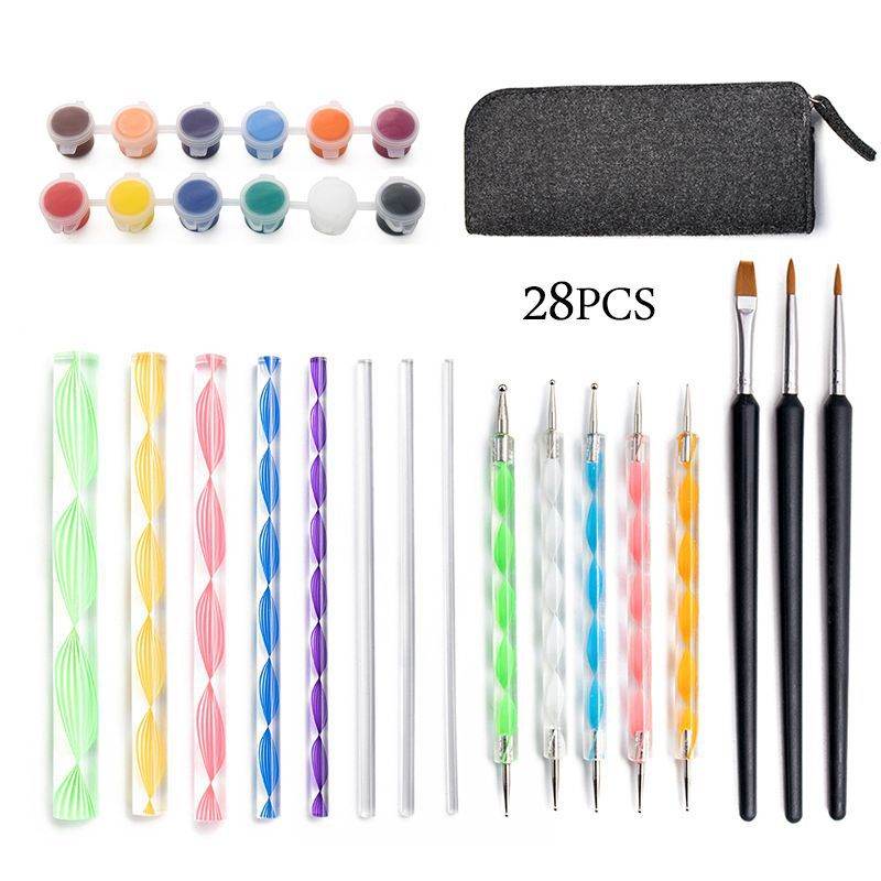 28-piece Set Of Dotting Pens And Pottery Tools
