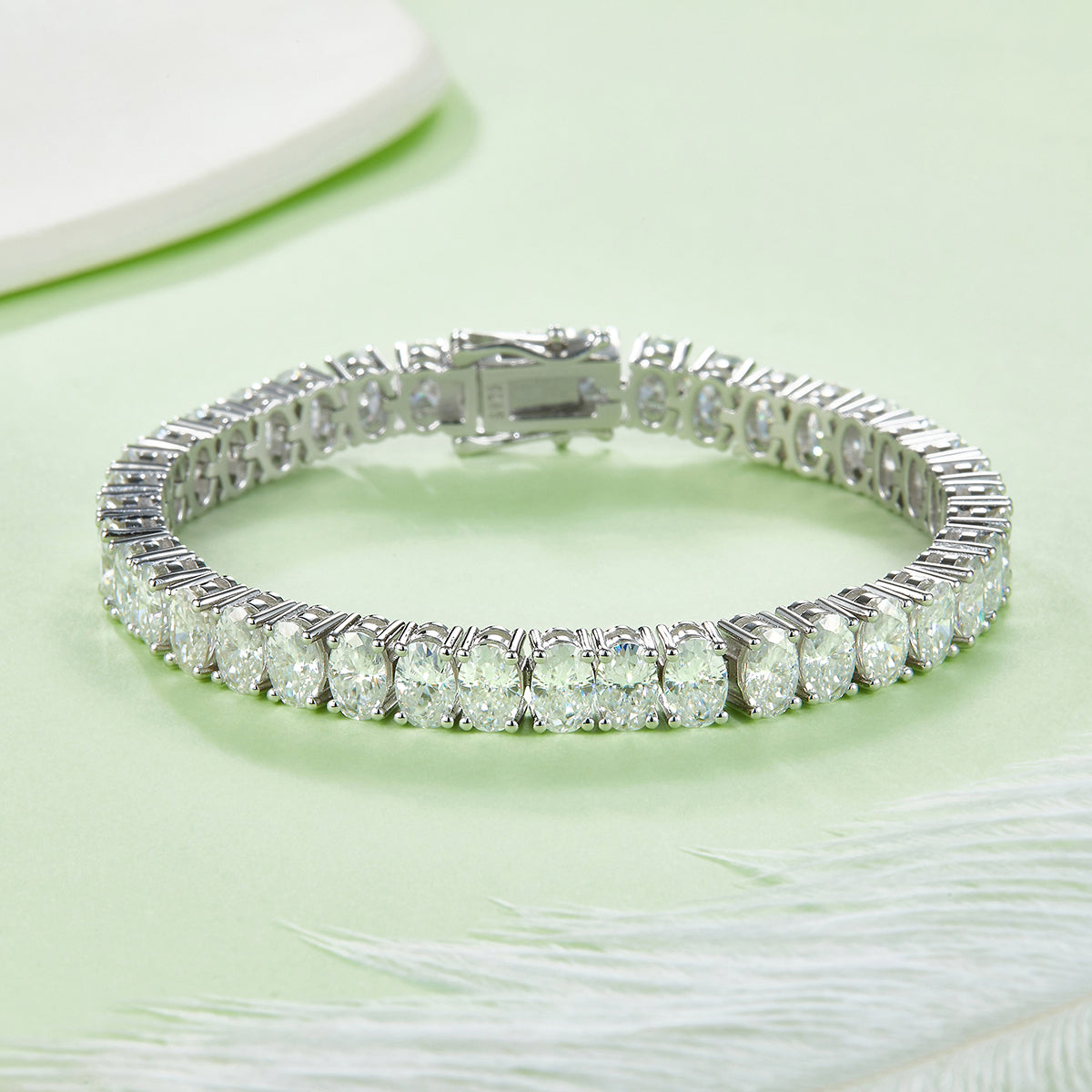 S925 Sterling Silver 6x4mm Oval Cut Moissanite Tennis Bracelet D Color VVS1 16-18-20cm GRA Certified Platinum Plated Gift Box