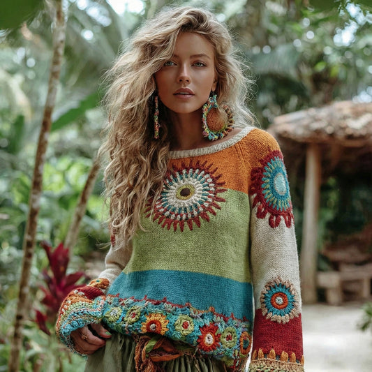 Korean-style Crewneck Pullover Sweatshirt With Print